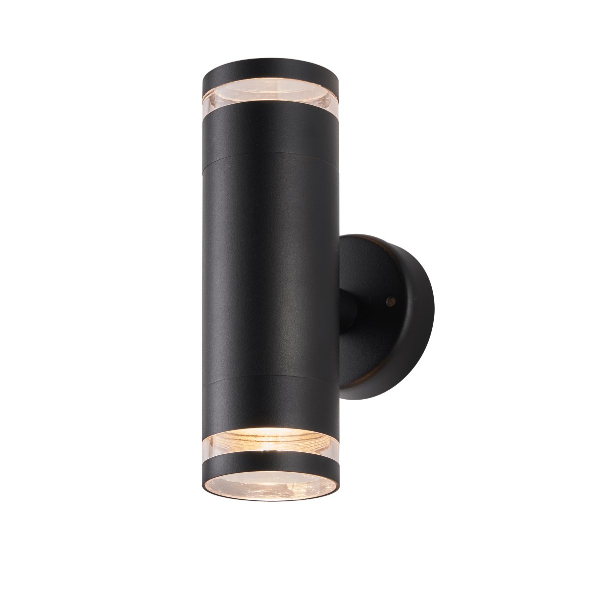 Cylinder duo Noir lampe d’extérieur De Lampan - Lampan lyser fint b&aring;de upp och ner p&aring; v&auml;ggen.