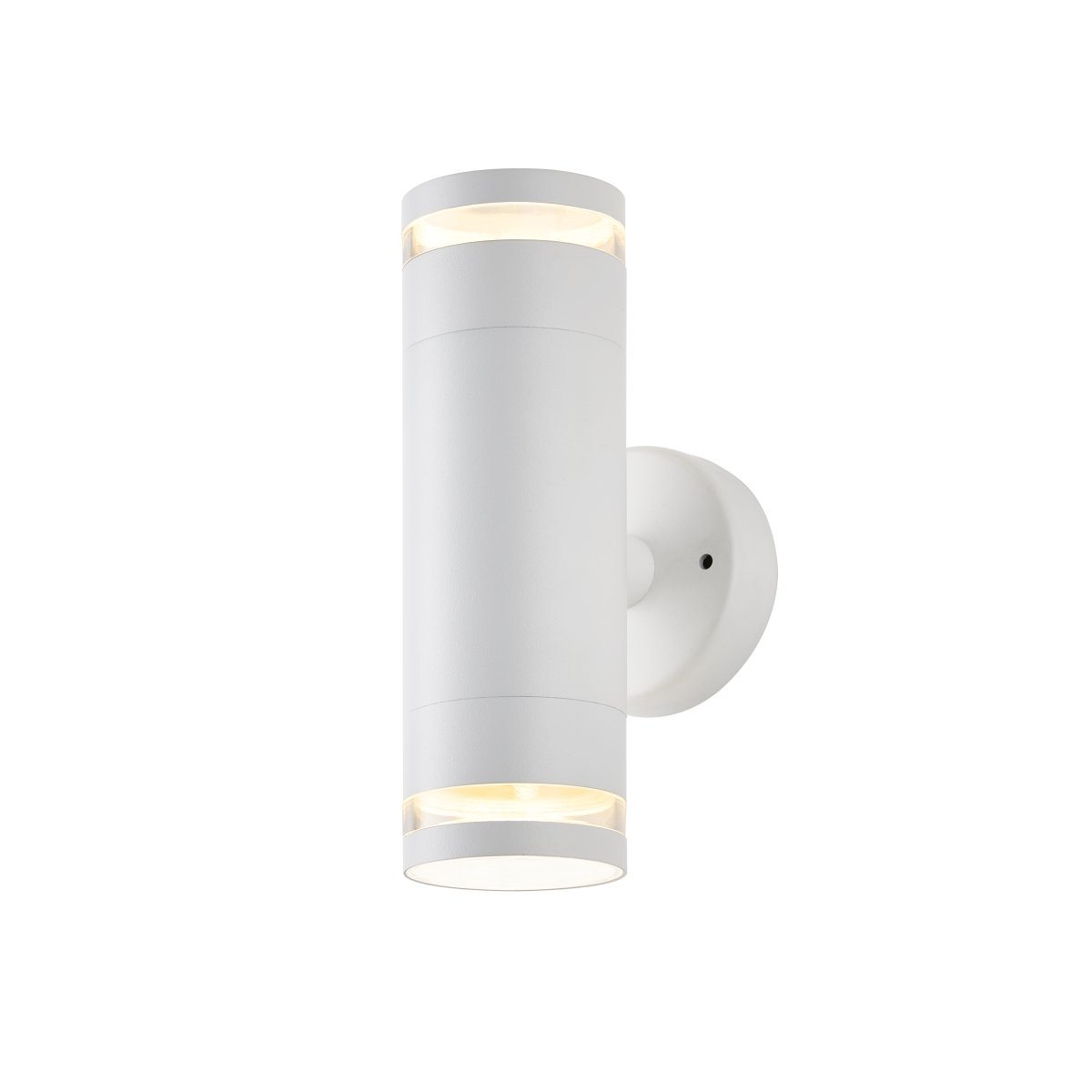 Cylinder Duo Blanc lampe d’extérieur De Lampan - Lampan lyser fint b&aring;de upp och ner p&aring; v&auml;ggen.