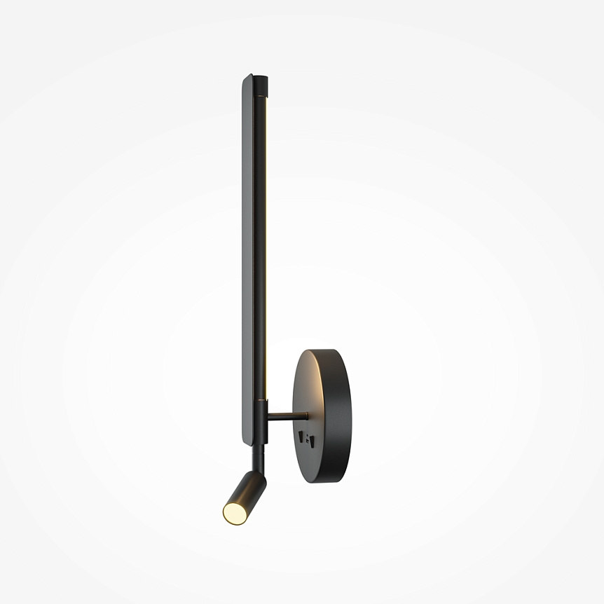 Combo 52cm Noir lampe de lecture De Maytoni - Il &eacute;met une lumi&egrave;re douce et indirecte vers le mur et dispose &eacute;galement d'un spot mobile - parfait comme lampe de chevet dans la chambre.