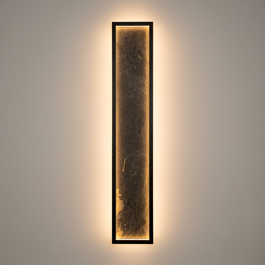 Orign 60cm Noir applique murale De Maytoni - Orign est une applique murale en m&eacute;tal avec une &eacute;l&eacute;gante imitation de pierre au centre, cr&eacute;ant une impression naturelle et exclusive.