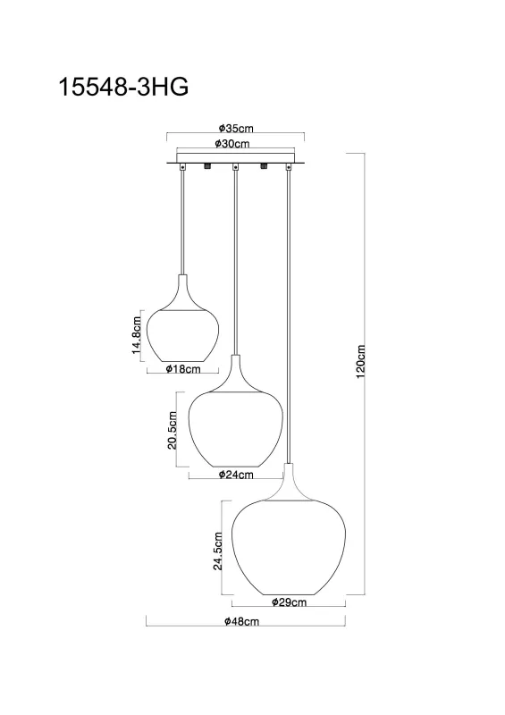 Maxy Ø48 Cuivre suspension De Globo Lighting - Den mattsvarta och krompl&auml;terade metallstommen ger lampan en modern och sofistikerad look, medan de kopparf&auml;rgade glaskuporna med en klar och tonad gradient skapar en unik ljusupplevelse.
