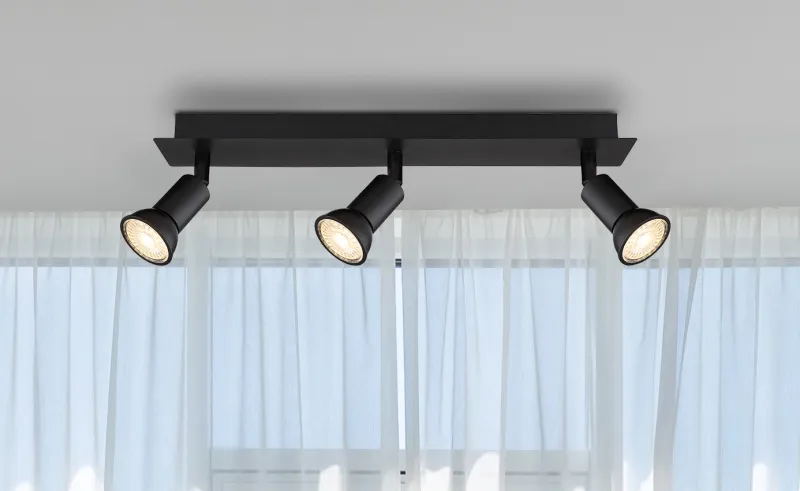 Drew 3 Noir spot De Globo Lighting - Drew &auml;r en stilren takspotlight som imponerar med sin enhetliga svarta design.