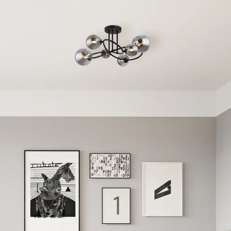 Riha 62cm Couleur fumée plafonnier De Globo Lighting - Uppt&auml;ck Riha &ndash; en imponerande plafond som skapar en elegant atmosf&auml;r i ditt hem.