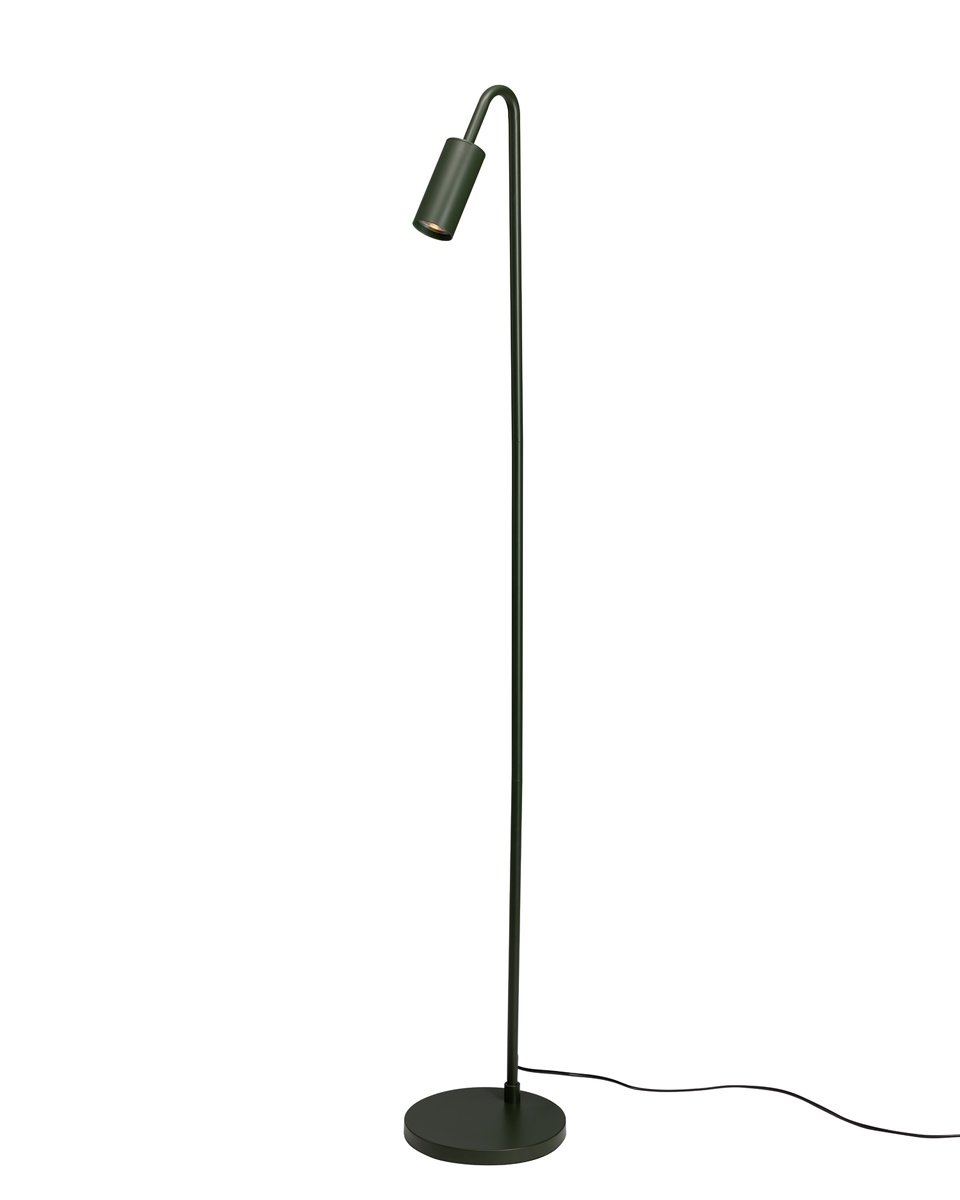 Curve vert foncé lampadaire De By Rydéns - Il est fourni avec un c&acirc;ble en plastique noir de 2,5 m de long, un interrupteur au pied et une prise secteur.