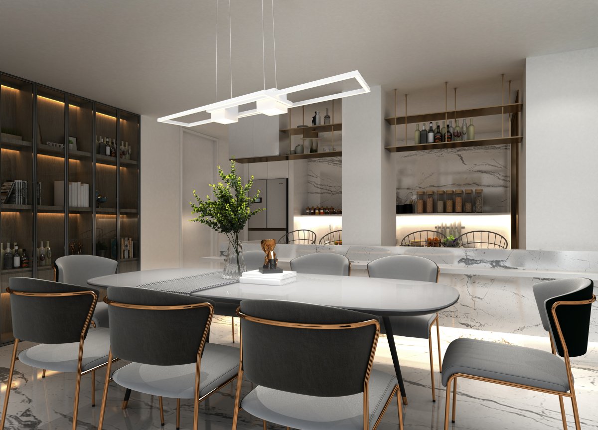 Albany 100cm Blanc suspension De Trio Lighting - 
