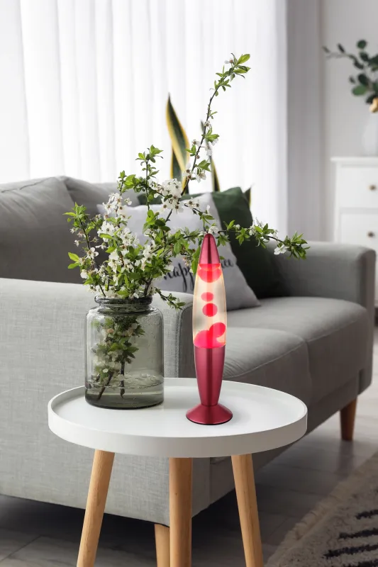 Etna ROUGE lampe pour enfant De Globo Lighting - Etna &auml;r en fascinerande lavalampa med klar v&auml;tska och r&ouml;tt vax som sm&auml;lter l&aring;ngsamt och skapar hypnotiska ljuseffekter.