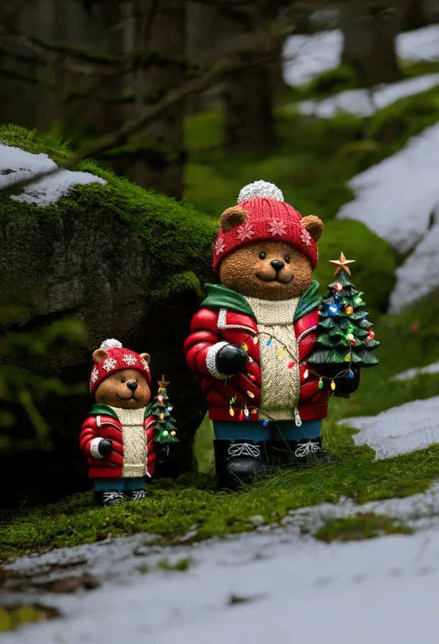 Grand Ours En Peluche 66cm Multicolore De Konstsmide - R&eacute;pandez l'esprit de No&euml;l avec cet adorable ours en peluche en v&ecirc;tements d'hiver !