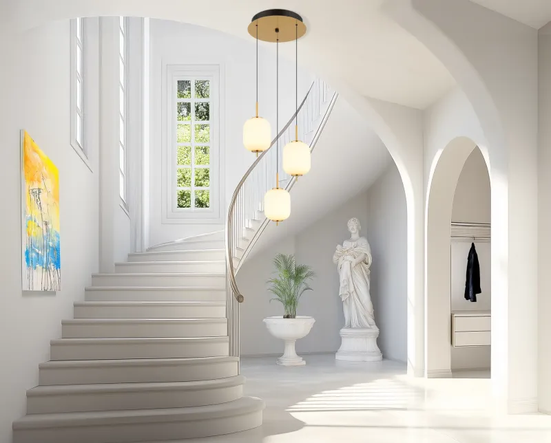 Ewald Ø38 Laiton suspension De Globo Lighting - &nbsp;Lampan &auml;r tillverkad av en exklusiv kombination av m&auml;ssing, mattsvart metall och opalglas, vilket ger en sofistikerad och harmonisk k&auml;nsla.