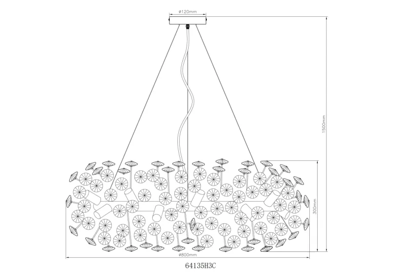 Katrina Ø80 Couleur fumée cristal De Globo Lighting - Katrina &auml;r en elegant rund kristallkrona i kromf&auml;rgad metall med gnistrande K9-kristaller som skapar en sofistikerad och lyxig atmosf&auml;r i ditt hem.