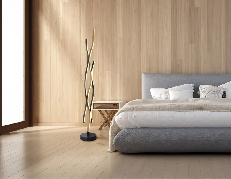 Geronimo Noir lampadaire De Globo Lighting - Den praktiska fotstr&ouml;mbrytaren p&aring; sladden g&ouml;r det enkelt att t&auml;nda och sl&auml;cka lampan, och den gener&ouml;sa kabell&auml;ngden p&aring; 180cm ger flexibilitet vid placering.