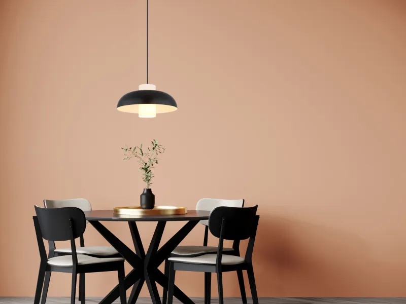 Lowe Ø38 Noir suspension De Globo Lighting - Den runda sk&auml;rmen i mattsvart metall ger ett elegant och tidl&ouml;st uttryck, medan den cylinderformade sk&auml;rmen i opalglas sprider ett mjukt och behagligt ljus.