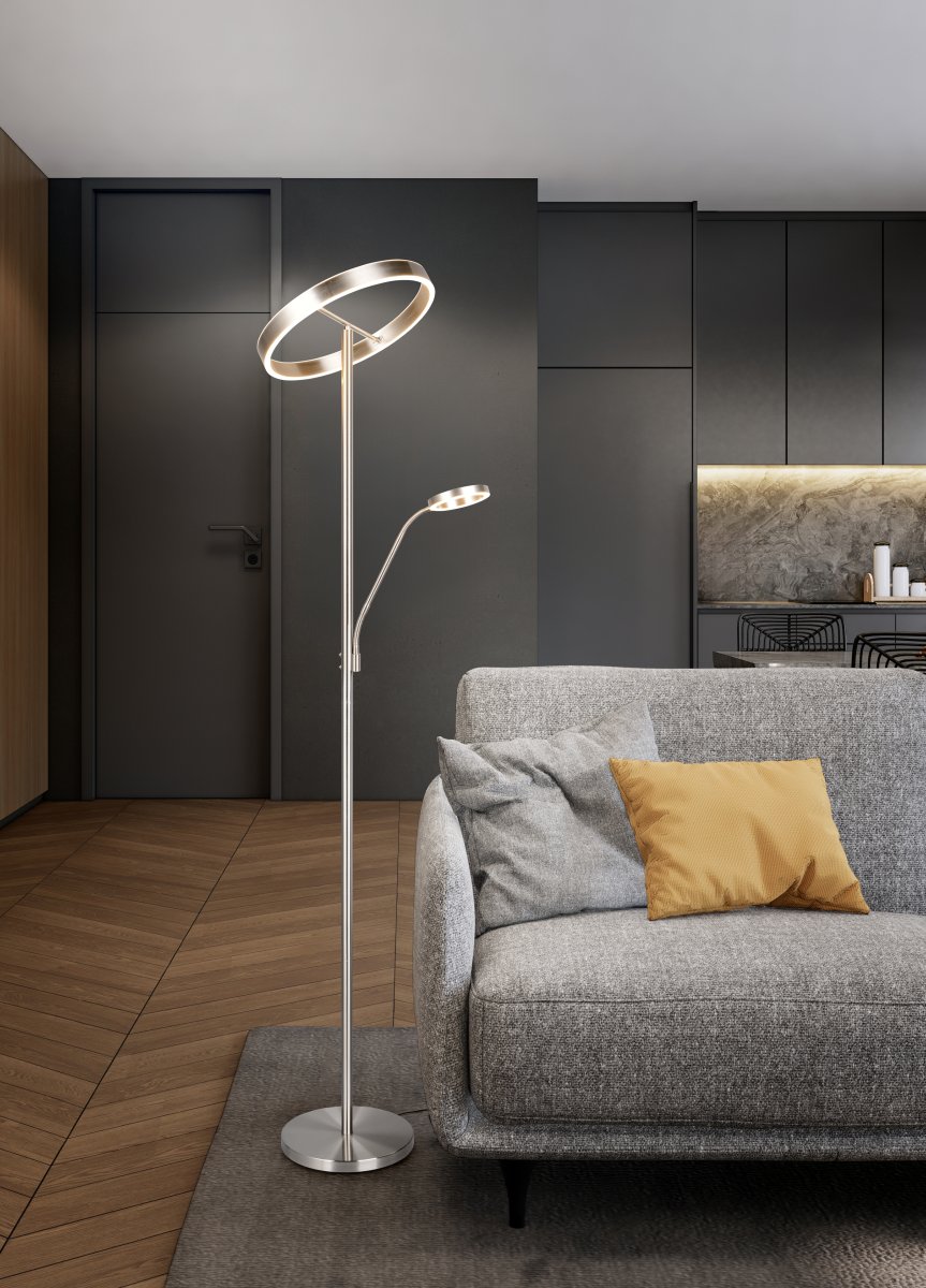 Willis Acier brossé lampadaire De Trio Lighting - 