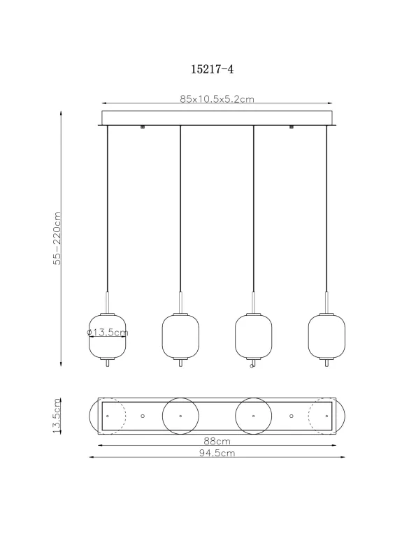 Ewald 95cm Laiton suspension De Globo Lighting - &nbsp;Lampan &auml;r tillverkad av en exklusiv kombination av m&auml;ssing, mattsvart metall och opalglas, vilket ger en sofistikerad och harmonisk k&auml;nsla.