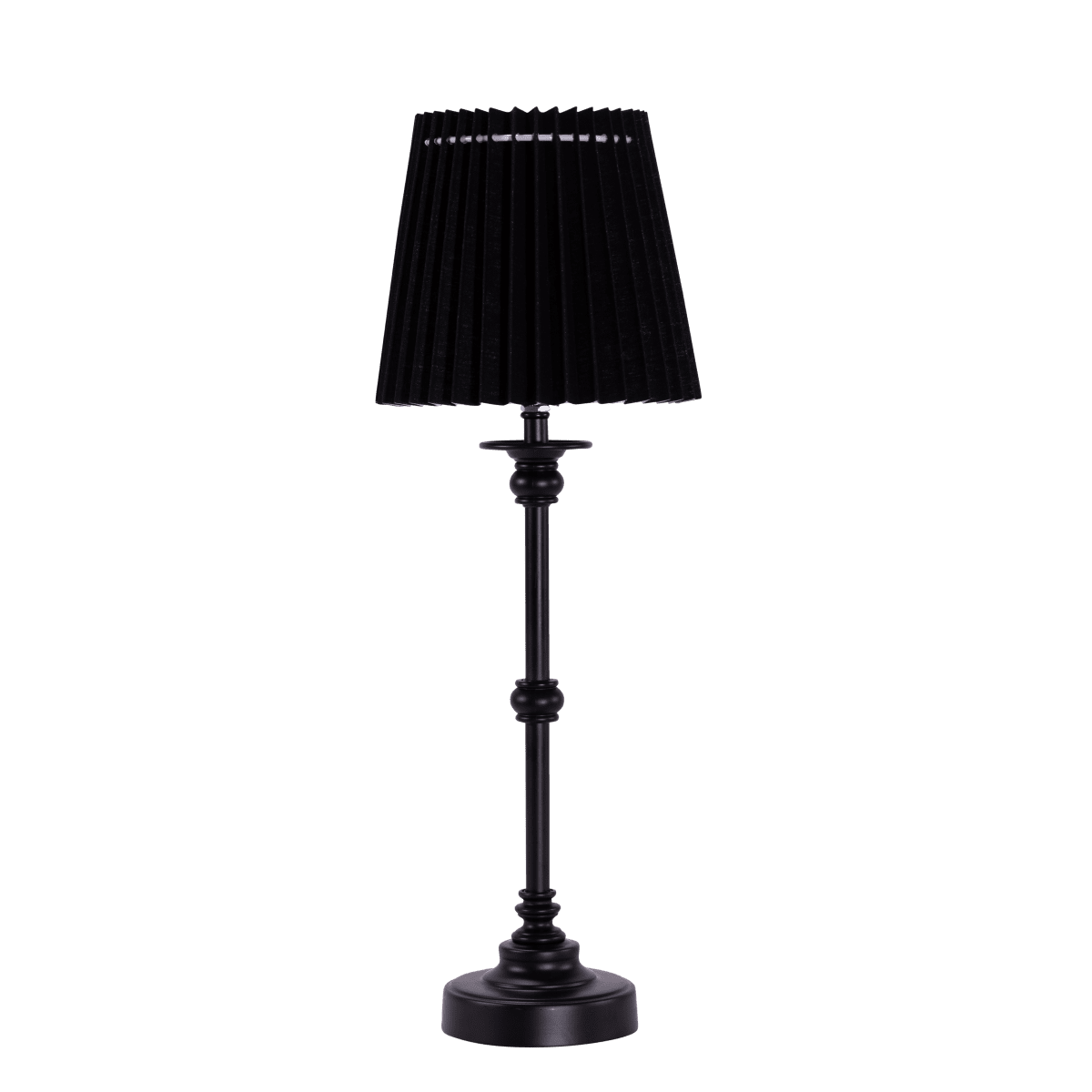  Axel 48cm Noir lampe de table De Pixie Design - Le design élégant et la combinaison du métal et du textile confèrent à la lampe un charme intemporel qui convient à de nombreux styles d'intérieur.