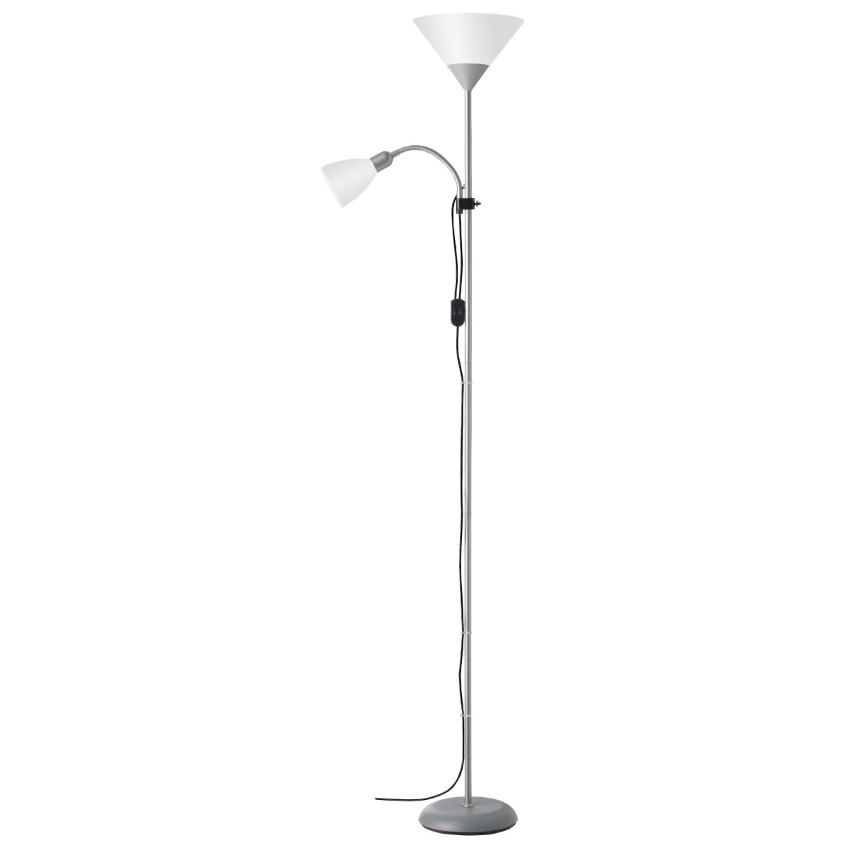 Spari Argent lampadaire De Brilliant - Cette lampe élégante illumine le plafond et crée une atmosphère chaleureuse, tandis que le bras de verrouillage réglable fournit une lumière directionnelle en cas de besoin.