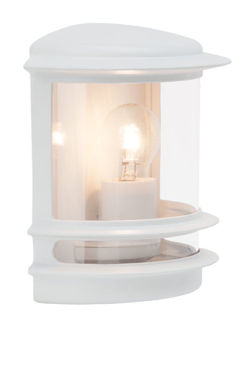 Hollywood Blanc lampe d’extérieur De Brilliant - L'applique murale d'extérieur Hollywood est un choix polyvalent qui s'intègre parfaitement à côté de la porte d'entrée ou comme éclairage décoratif sur une terrasse.