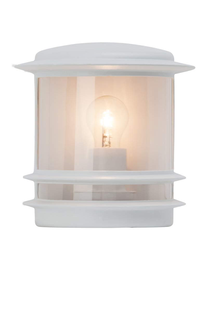 Hollywood Blanc lampe d’extérieur De Brilliant - L'applique murale d'extérieur Hollywood est un choix polyvalent qui s'intègre parfaitement à côté de la porte d'entrée ou comme éclairage décoratif sur une terrasse.