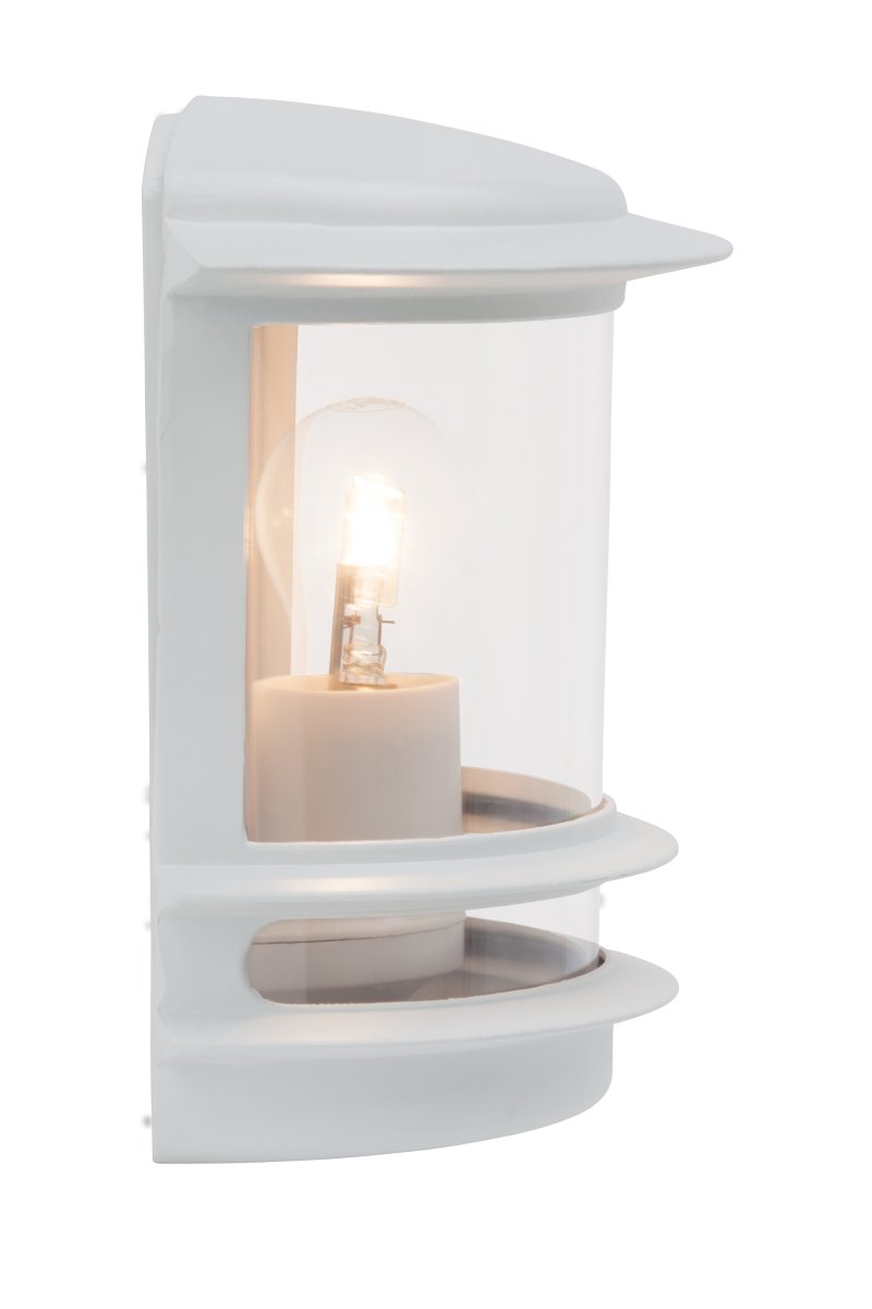 Hollywood Blanc lampe d’extérieur De Brilliant - L'applique murale d'extérieur Hollywood est un choix polyvalent qui s'intègre parfaitement à côté de la porte d'entrée ou comme éclairage décoratif sur une terrasse.