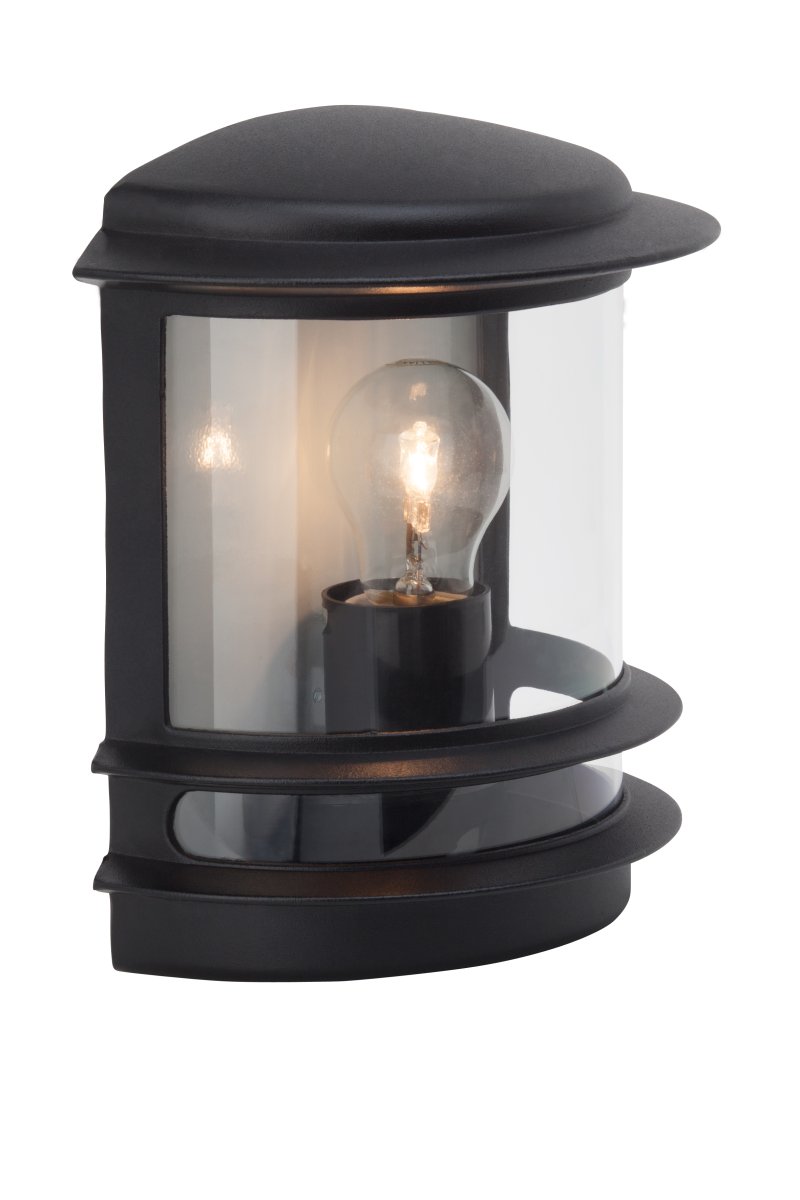 Hollywood Noir lampe d’extérieur De Brilliant - L'applique murale d'extérieur Hollywood est un choix polyvalent qui s'intègre parfaitement à côté de la porte d'entrée ou comme éclairage décoratif sur une terrasse.