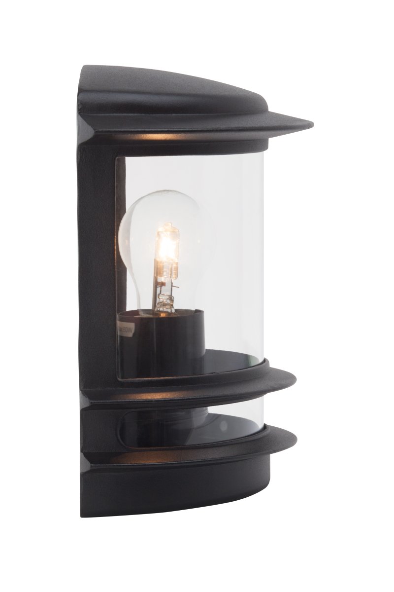 Hollywood Noir lampe d’extérieur De Brilliant - L'applique murale d'extérieur Hollywood est un choix polyvalent qui s'intègre parfaitement à côté de la porte d'entrée ou comme éclairage décoratif sur une terrasse.