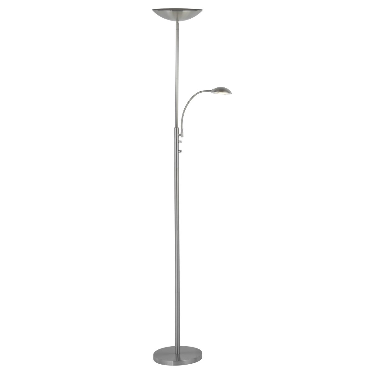  Rosanna Chrome lampadaire De Brilliant - Le lampadaire Rosanna est parfait pour un éclairage indirect de la pièce et crée une atmosphère chaleureuse en dirigeant la lumière vers le plafond.