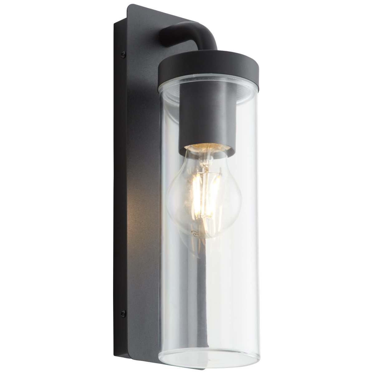 Aosta Noir mat lampe d’extérieur De Brilliant - L'applique murale d'ext&eacute;rieur Aosta offre un &eacute;clairage &agrave; la fois pratique et atmosph&eacute;rique et est parfaite pour &eacute;clairer la porte d'entr&eacute;e pendant les saisons les plus sombres.
