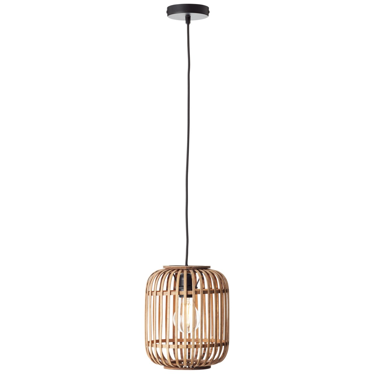 Woodrow Ø22 Nature suspension De Brilliant - Fabriquée à partir de bambou renouvelable et écologique, cette lampe crée une atmosphère chaleureuse dans la pièce, qu'elle soit placée au-dessus du canapé ou de la table à manger.