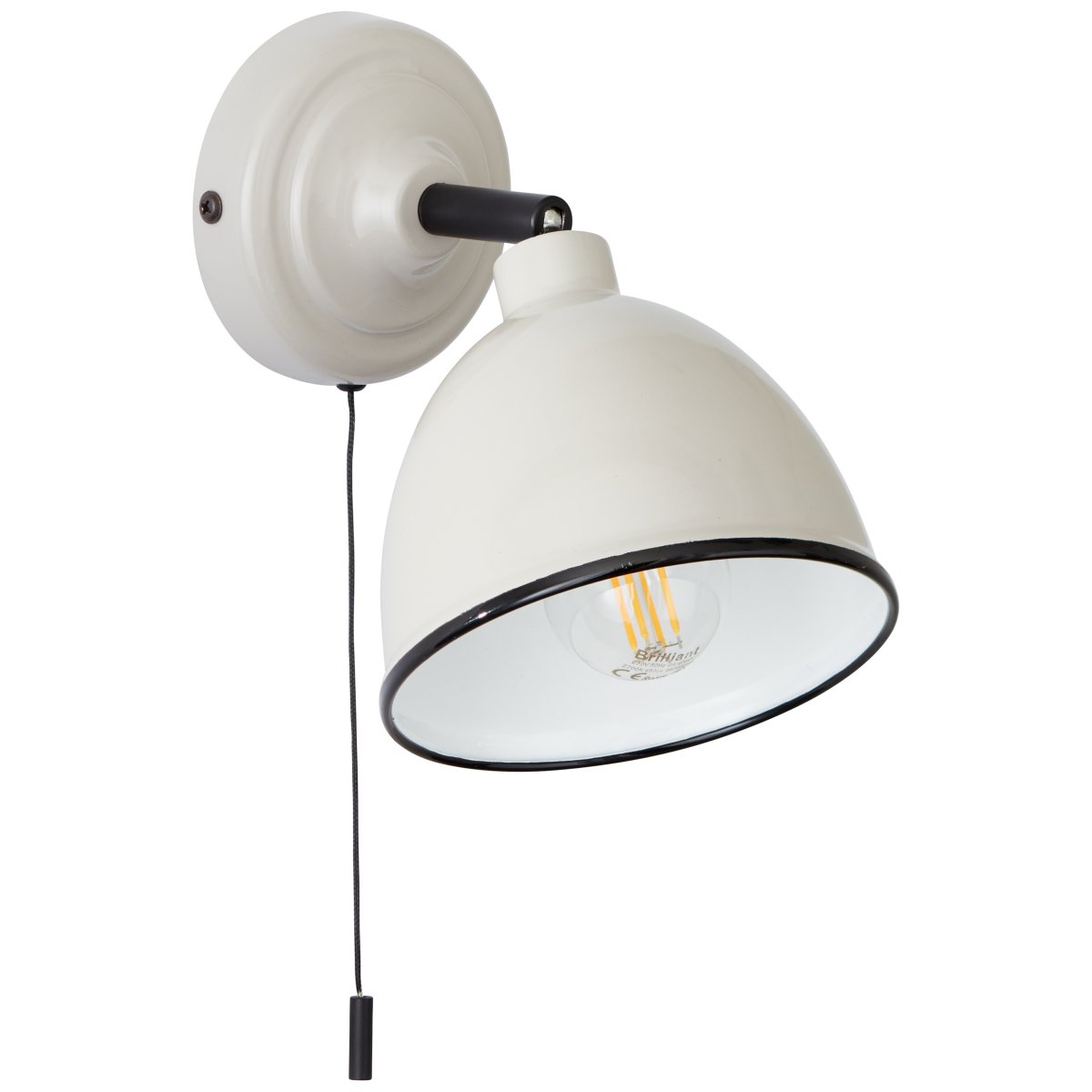 Telio Taupe lampe de lecture De Brilliant - La t&ecirc;te rotative de la lampe permet d'ajuster facilement la direction de la lumi&egrave;re pour &eacute;clairer des zones sp&eacute;cifiques, et l'interrupteur &agrave; tirette pratique facilite l'allumage et l'extinction.
