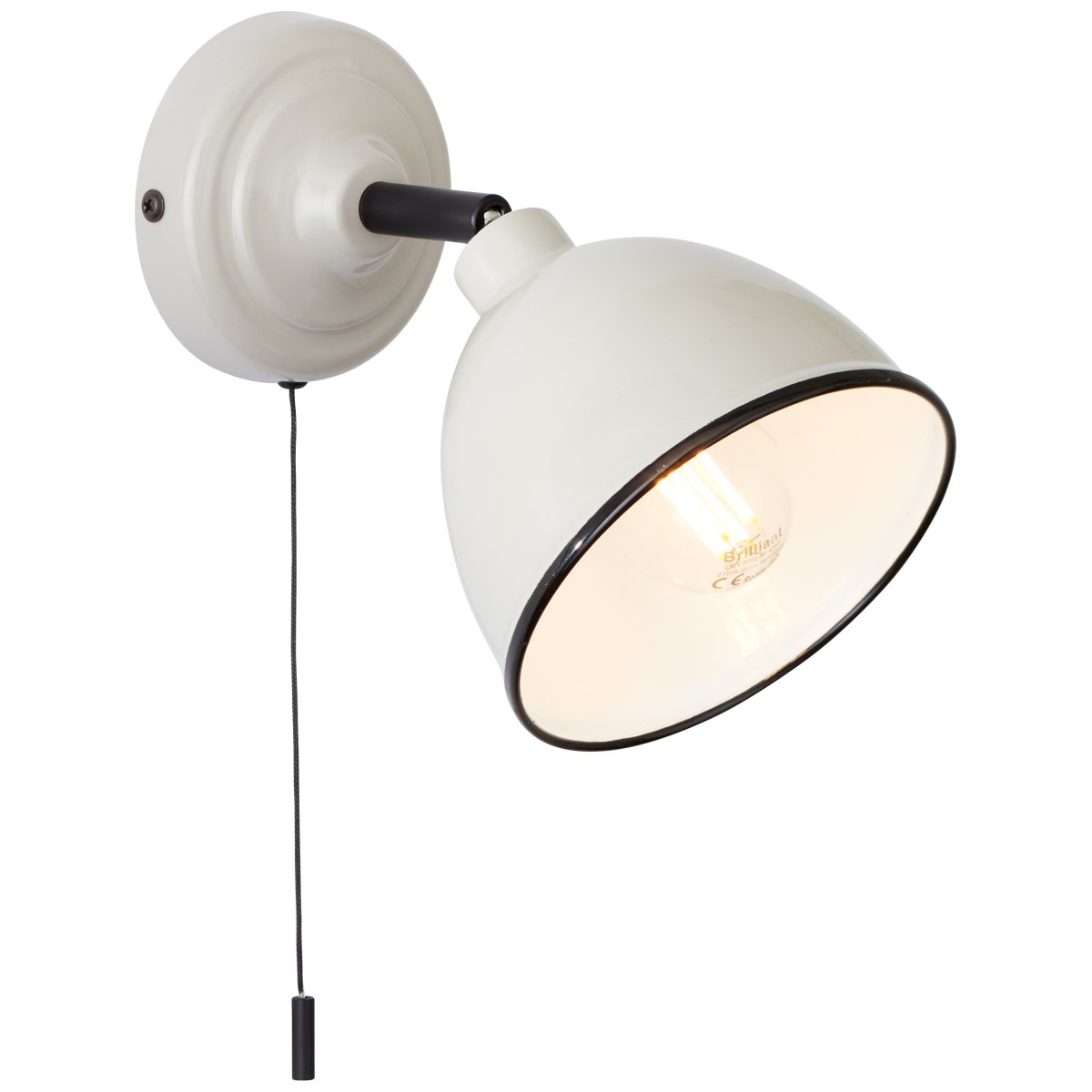 Telio Taupe lampe de lecture De Brilliant - La t&ecirc;te rotative de la lampe permet d'ajuster facilement la direction de la lumi&egrave;re pour &eacute;clairer des zones sp&eacute;cifiques, et l'interrupteur &agrave; tirette pratique facilite l'allumage et l'extinction.