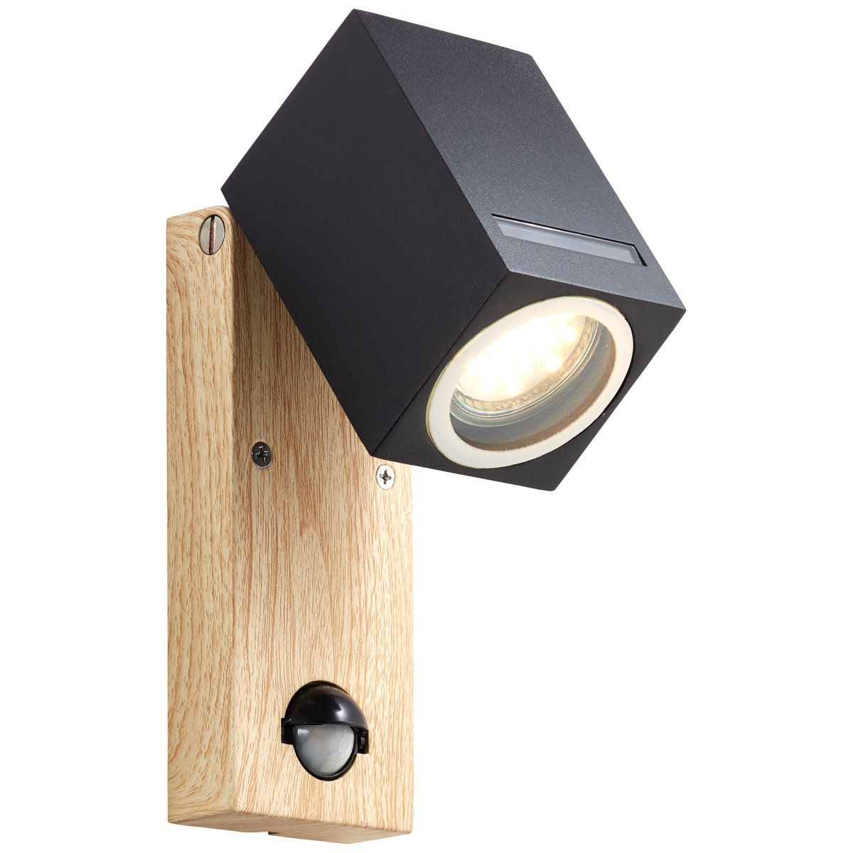 Galeni Nature lampe d’extérieur De Brilliant - Il est doté d'un projecteur réglable et d'un capteur de mouvement intégré qui peut être réglé en sensibilité, en lumière et en temps, ce qui le rend à la fois fonctionnel et pratique.