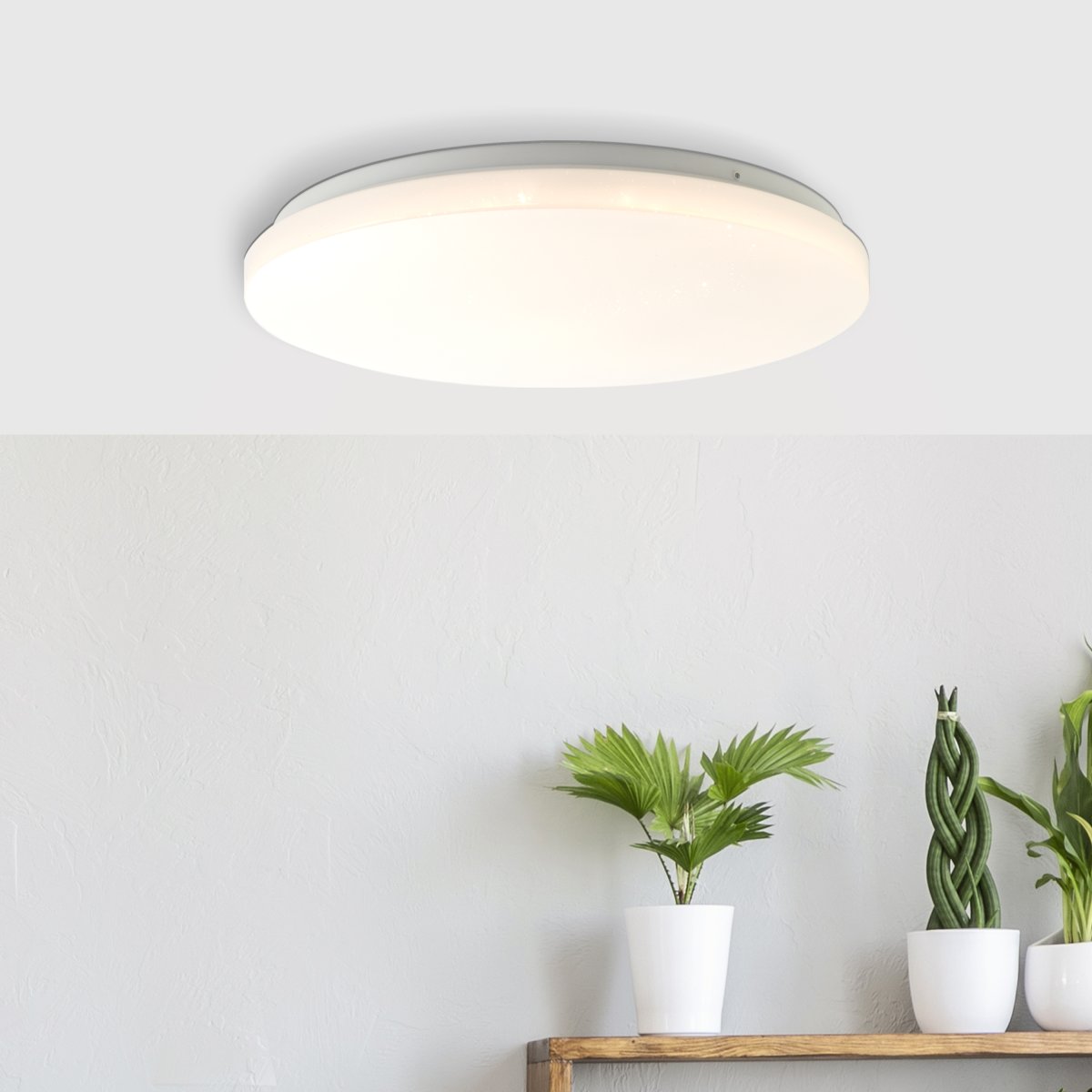 Farica Starry Ø34 Blanc chaud plafonnier De Brilliant - La lampe pr&eacute;sente un effet ciel &eacute;toil&eacute;, avec de petits points transparents sur l'abat-jour ressemblant &agrave; des &eacute;toiles brillantes, ce qui la rend id&eacute;ale pour les chambres et les chambres d'enfants.