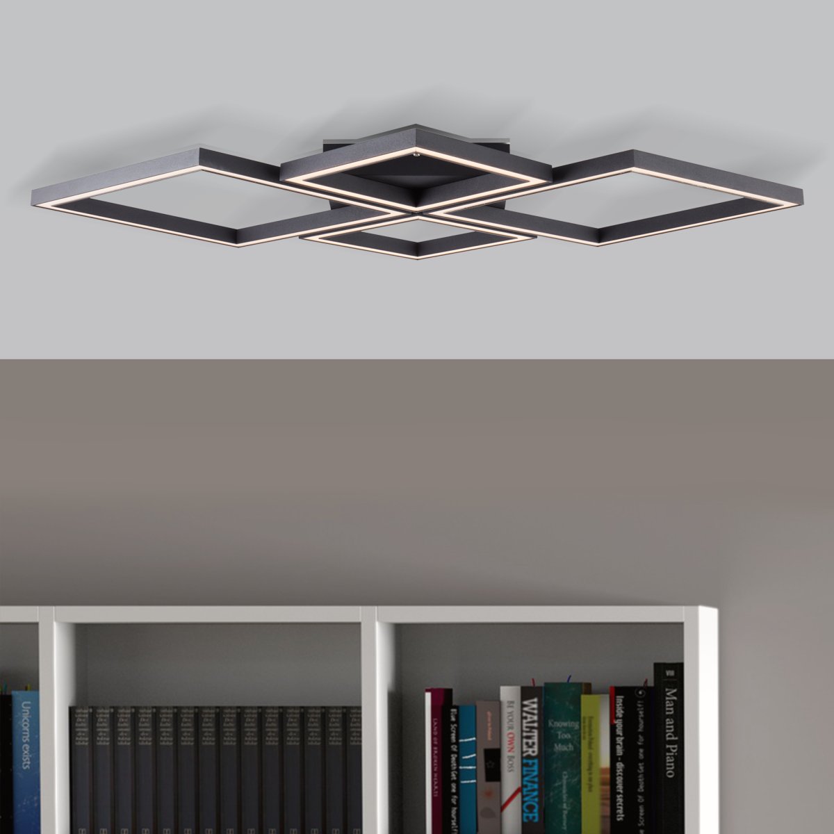 Quon 86cm Noir plafonnier De Brilliant - La température de couleur de la lampe peut être réglée de 2700 K (blanc chaud) à 6200 K (blanc lumière du jour) pour s'adapter aux différents besoins d'éclairage.
