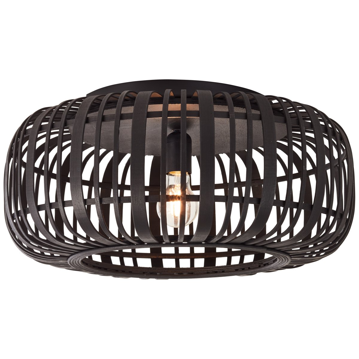 Woodrow Ø50 Noir plafonnier De Brilliant - La lampe diffuse une lumi&egrave;re chaude et agr&eacute;able et cr&eacute;e une atmosph&egrave;re agr&eacute;able dans la pi&egrave;ce.
