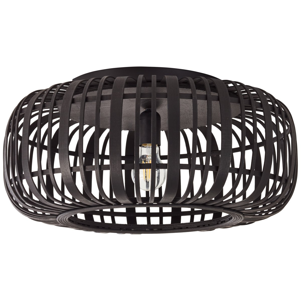 Woodrow Ø50 Noir plafonnier De Brilliant - La lampe diffuse une lumi&egrave;re chaude et agr&eacute;able et cr&eacute;e une atmosph&egrave;re agr&eacute;able dans la pi&egrave;ce.