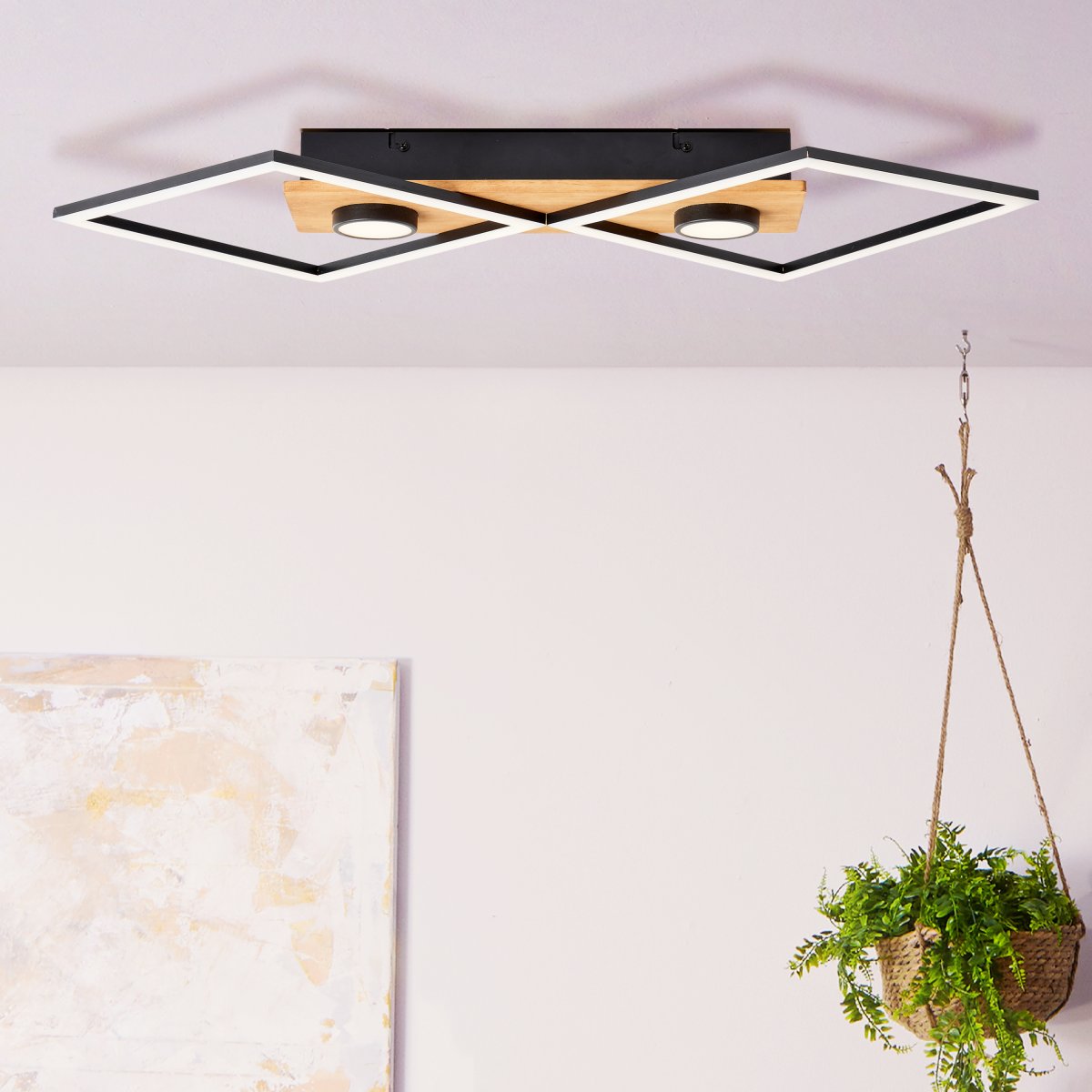 Woodbridge 70cm Bois plafonnier De Brilliant - La lumi&egrave;re est &eacute;quip&eacute;e d'un variateur &agrave; 3 niveaux, qui est contr&ocirc;l&eacute; via un interrupteur mural standard, permettant un r&eacute;glage pratique de la luminosit&eacute; selon les besoins.