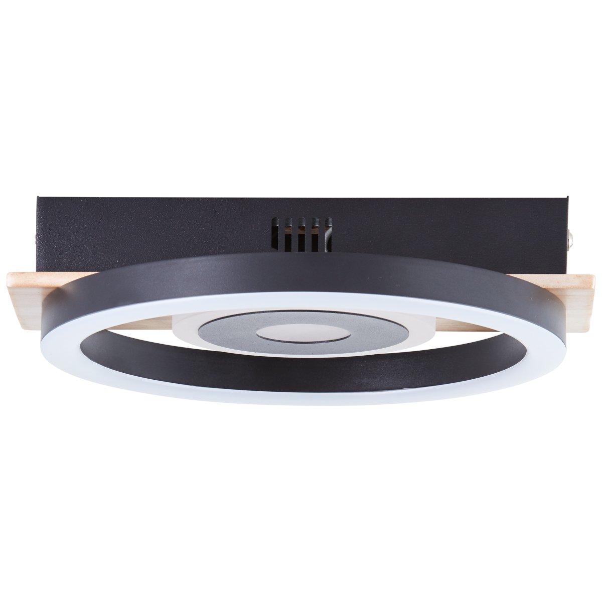 Maureen 22cm Noir plafonnier De Brilliant - Le plafonnier combine un aspect bois naturel avec un design moderne et s'int&egrave;gre parfaitement dans le couloir, le salon ou la chambre.