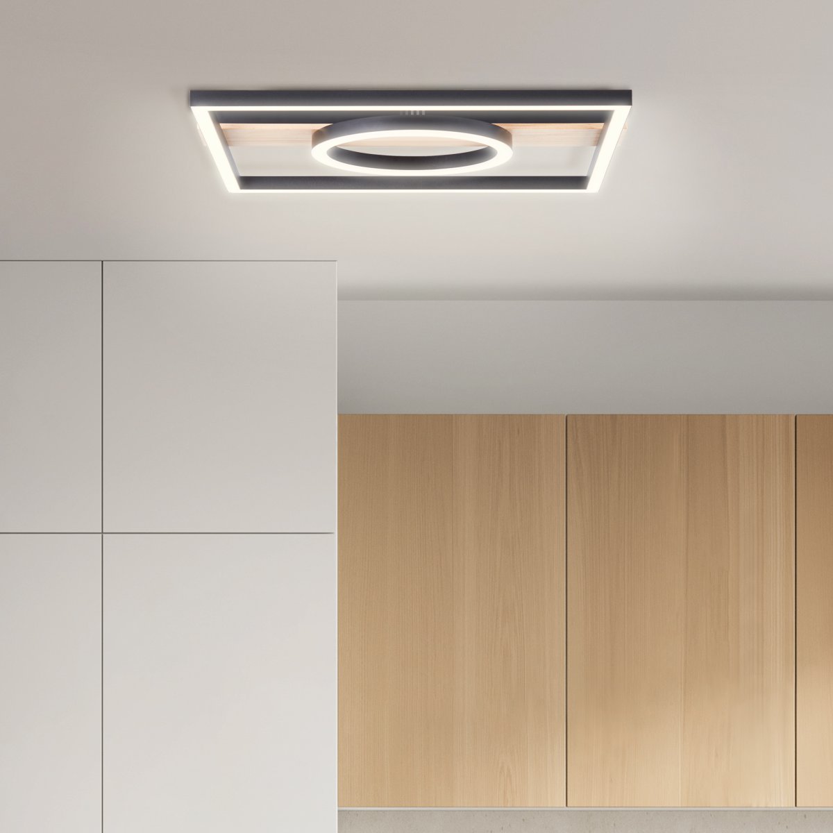 Maureen 42cm Noir plafonnier De Brilliant - Avec une luminosit&eacute; de 2700 lumens, il fournit une lumi&egrave;re optimale et la temp&eacute;rature de couleur blanc chaud de 3000 Kelvin cr&eacute;e une atmosph&egrave;re agr&eacute;able.