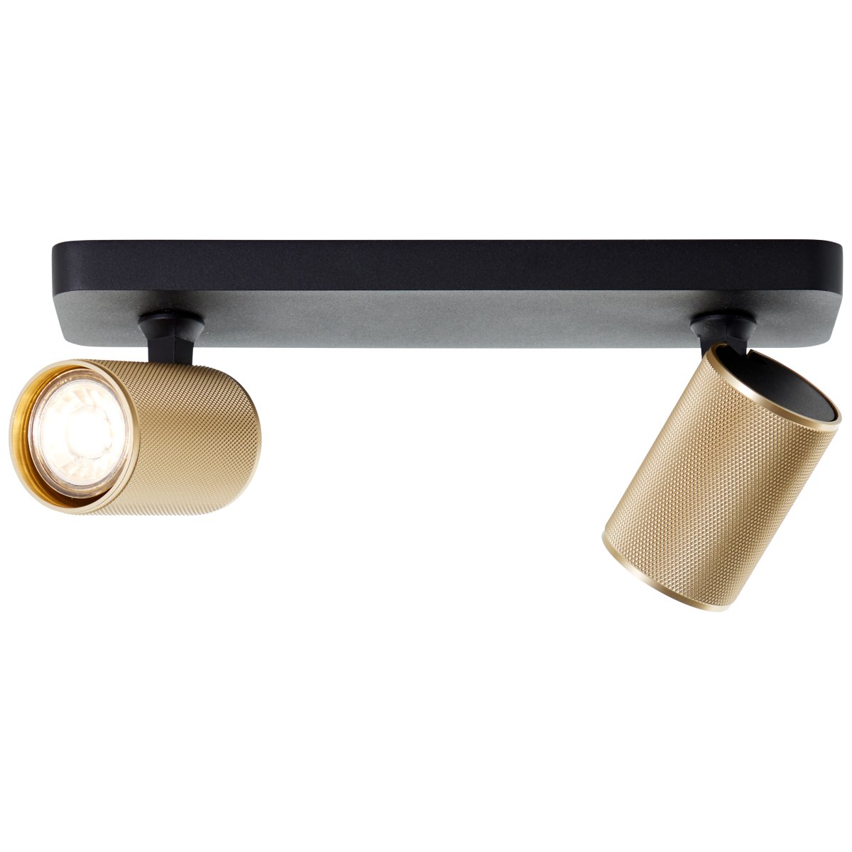 Marty 2 Sable noir spot De Brilliant - La lampe est dotée de douilles GU10 et est livrée avec des sources lumineuses à intensité variable qui émettent une lumière blanche chaude.