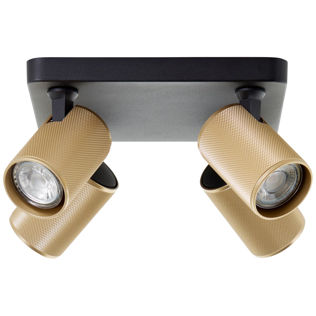 Marty 4 Sable noir spot De Brilliant - La lampe est dotée de douilles GU10 et est livrée avec des sources lumineuses à intensité variable qui émettent une lumière blanche chaude.