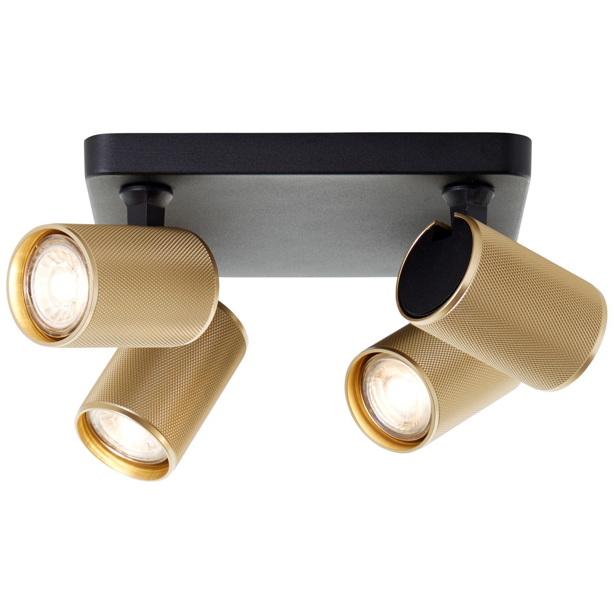 Marty 4 Sable noir spot De Brilliant - La lampe est dotée de douilles GU10 et est livrée avec des sources lumineuses à intensité variable qui émettent une lumière blanche chaude.