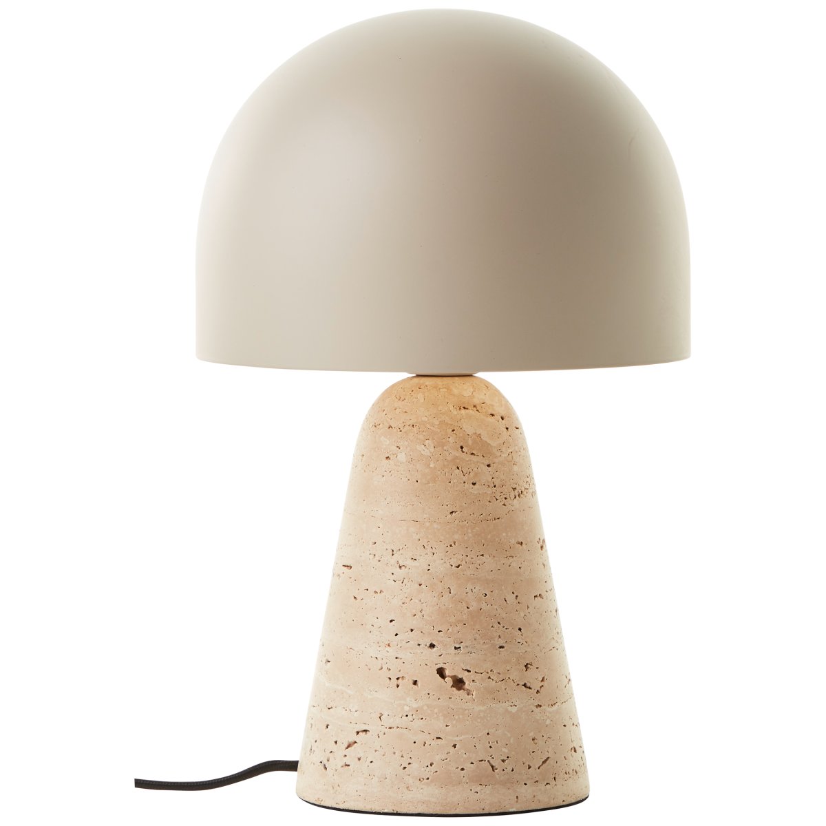 Nalam 30cm Beige lampe de table De Brilliant - La lampe de table Nalam allie design moderne et élégance naturelle avec un abat-jour beige élégant et une base robuste en pierre de travertin artificielle.