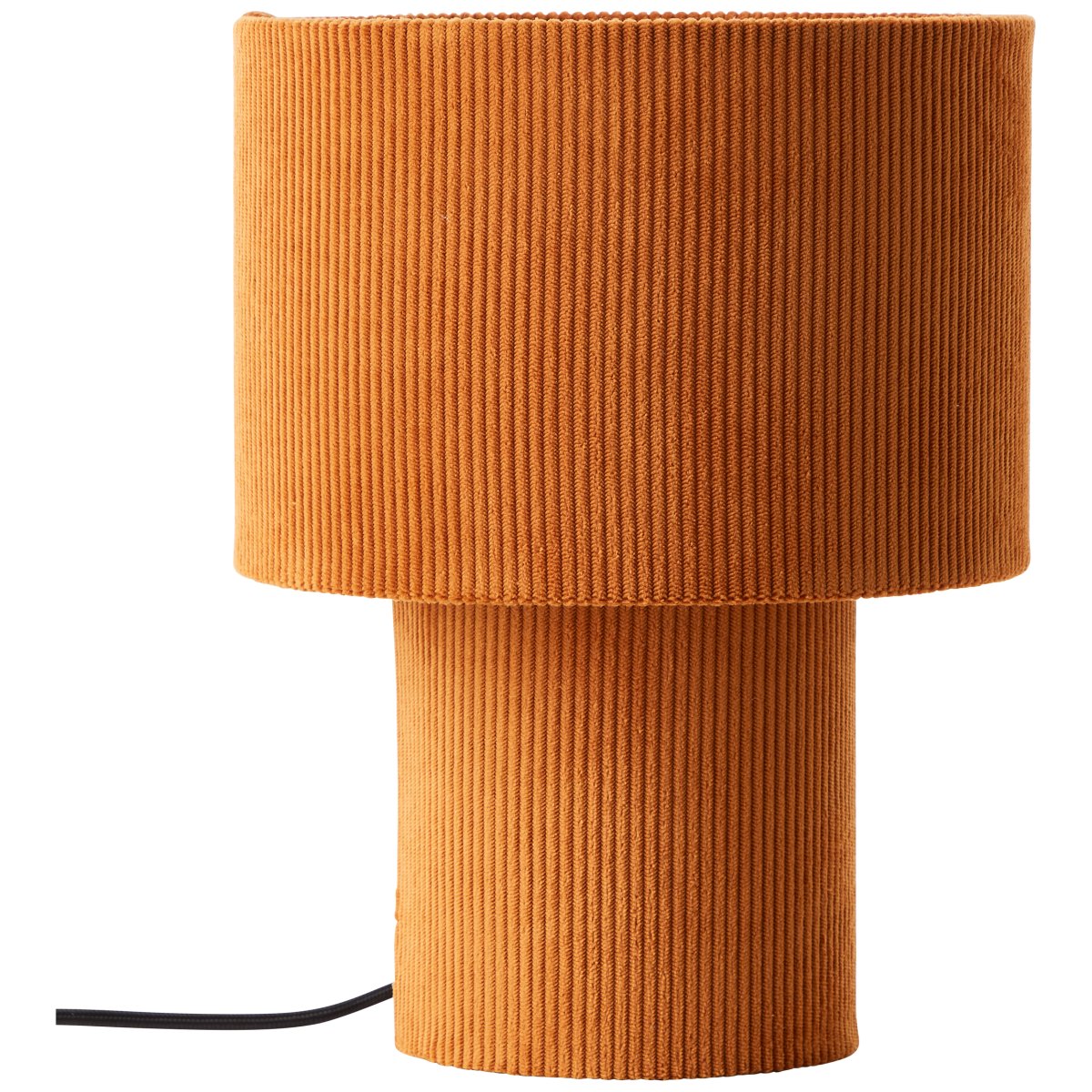 Tony 30cm Orange lampe de table De Brilliant - Fabriqu&eacute;e en velours c&ocirc;tel&eacute; de haute qualit&eacute;, la lampe est douce au toucher et distribue la lumi&egrave;re uniform&eacute;ment.