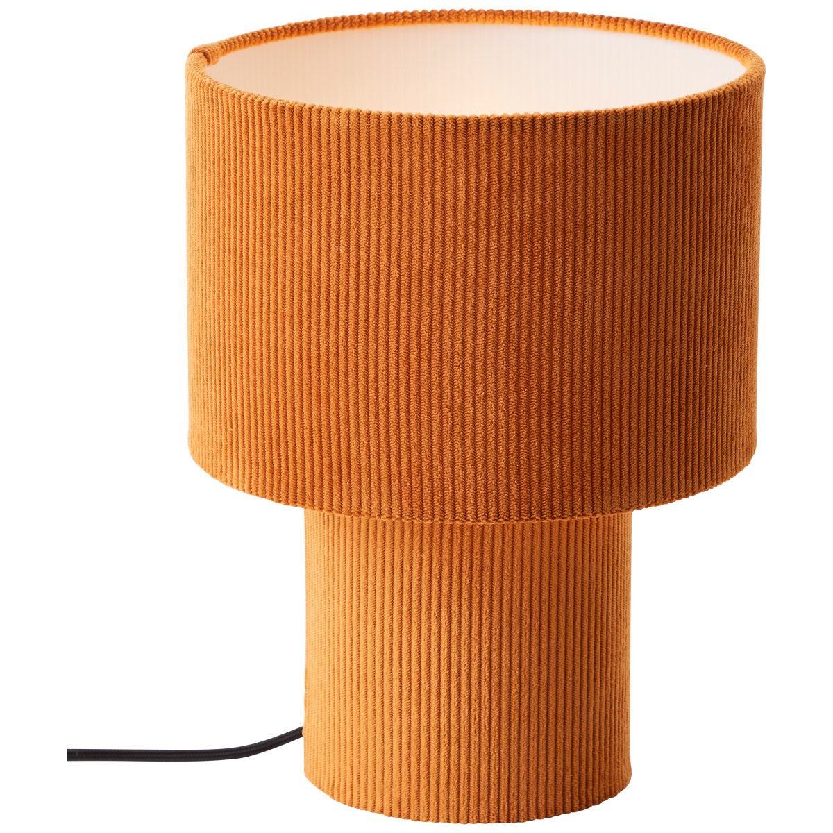 Tony 30cm Orange lampe de table De Brilliant - Fabriqu&eacute;e en velours c&ocirc;tel&eacute; de haute qualit&eacute;, la lampe est douce au toucher et distribue la lumi&egrave;re uniform&eacute;ment.