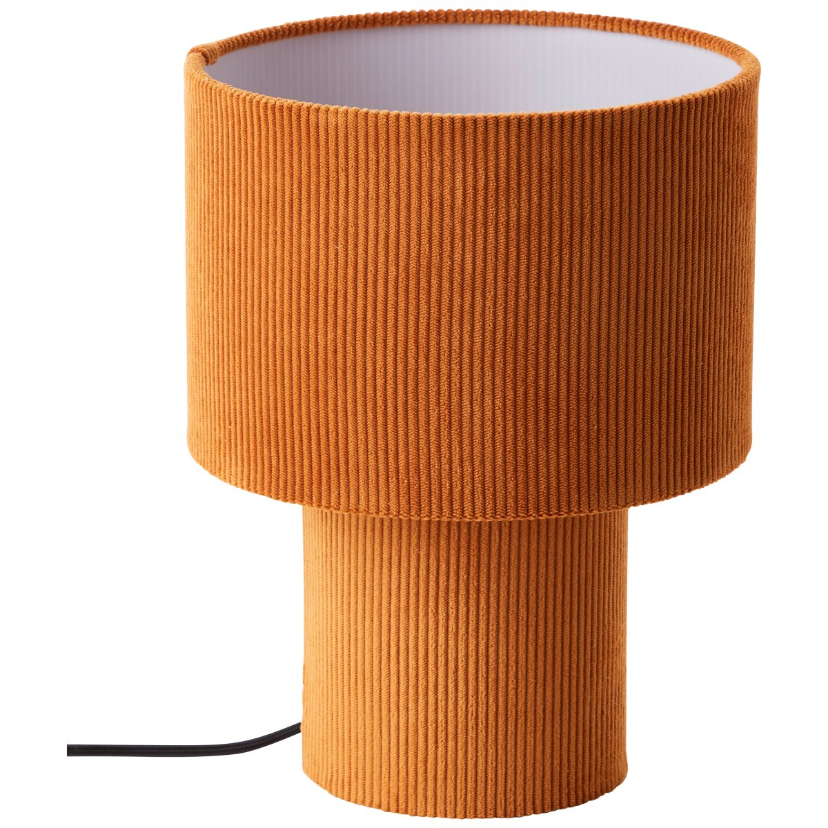 Tony 30cm Orange lampe de table De Brilliant - Fabriqu&eacute;e en velours c&ocirc;tel&eacute; de haute qualit&eacute;, la lampe est douce au toucher et distribue la lumi&egrave;re uniform&eacute;ment.