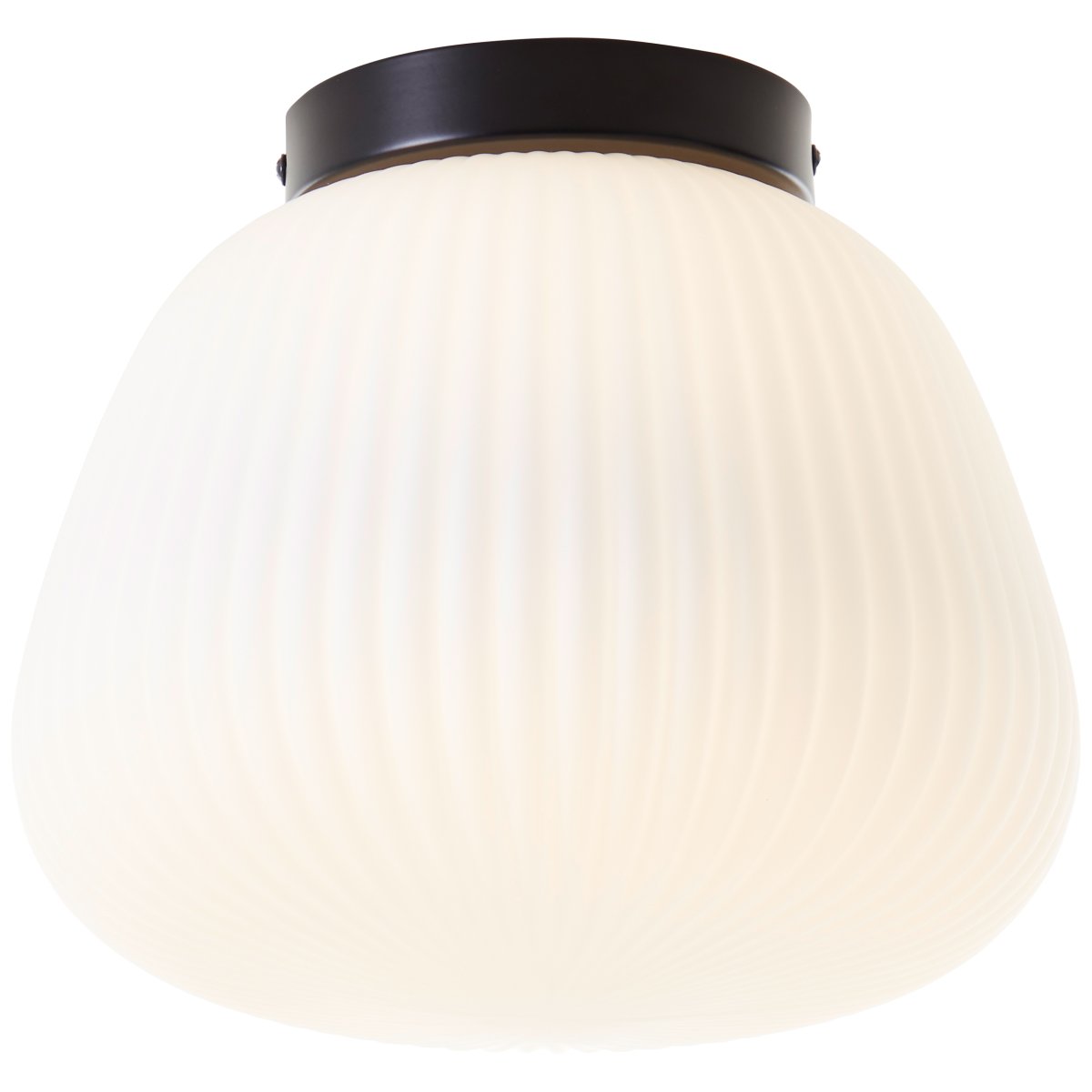 Kaizen Ø25 Blanc plafonnier De Brilliant - Kaizen Plafond est un plafonnier élégant avec une base en métal et un abat-jour blanc en verre nervuré.