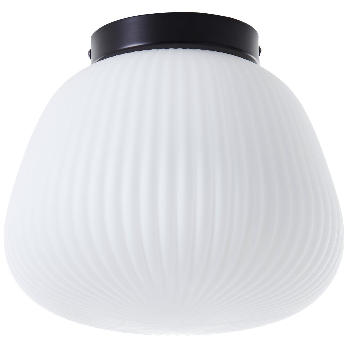 Kaizen Ø25 Blanc plafonnier De Brilliant - Kaizen Plafond est un plafonnier élégant avec une base en métal et un abat-jour blanc en verre nervuré.