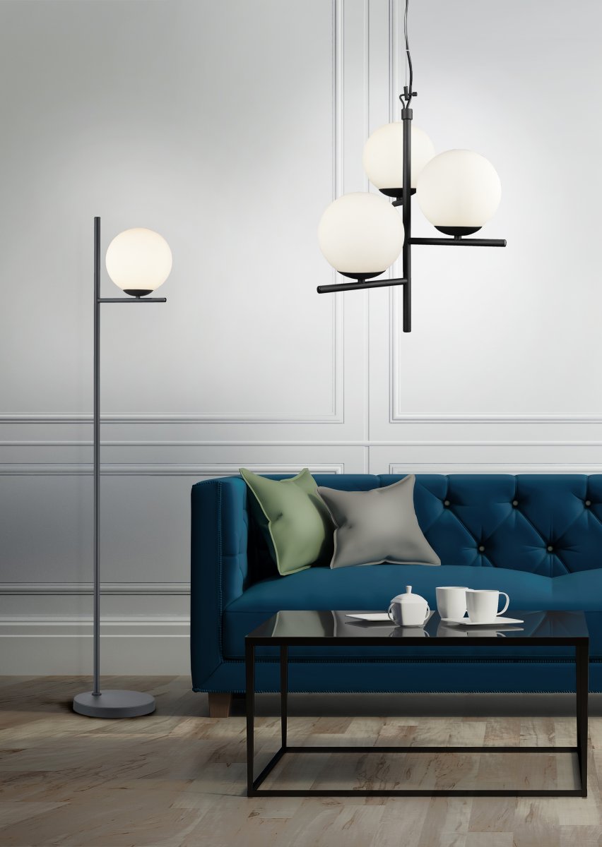 Pure Noir lampadaire De Trio Lighting - Que vous préfériez un style d'intérieur clair et simple ou un style plus ludique, le lampadaire PURE apporte des accents décoratifs et ajoute une touche d'élégance à n'importe quel intérieur.