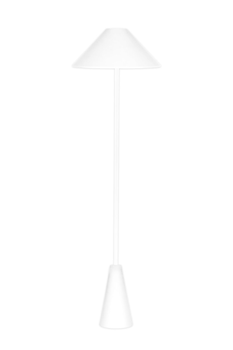 Cannes Blanc lampadaire De Globen Lighting - Son format compact lui permet de prendre peu de place dans un coin de la maison, tandis que l'abat-jour diffuse une lumi&egrave;re douce et agr&eacute;able dirig&eacute;e vers le bas.