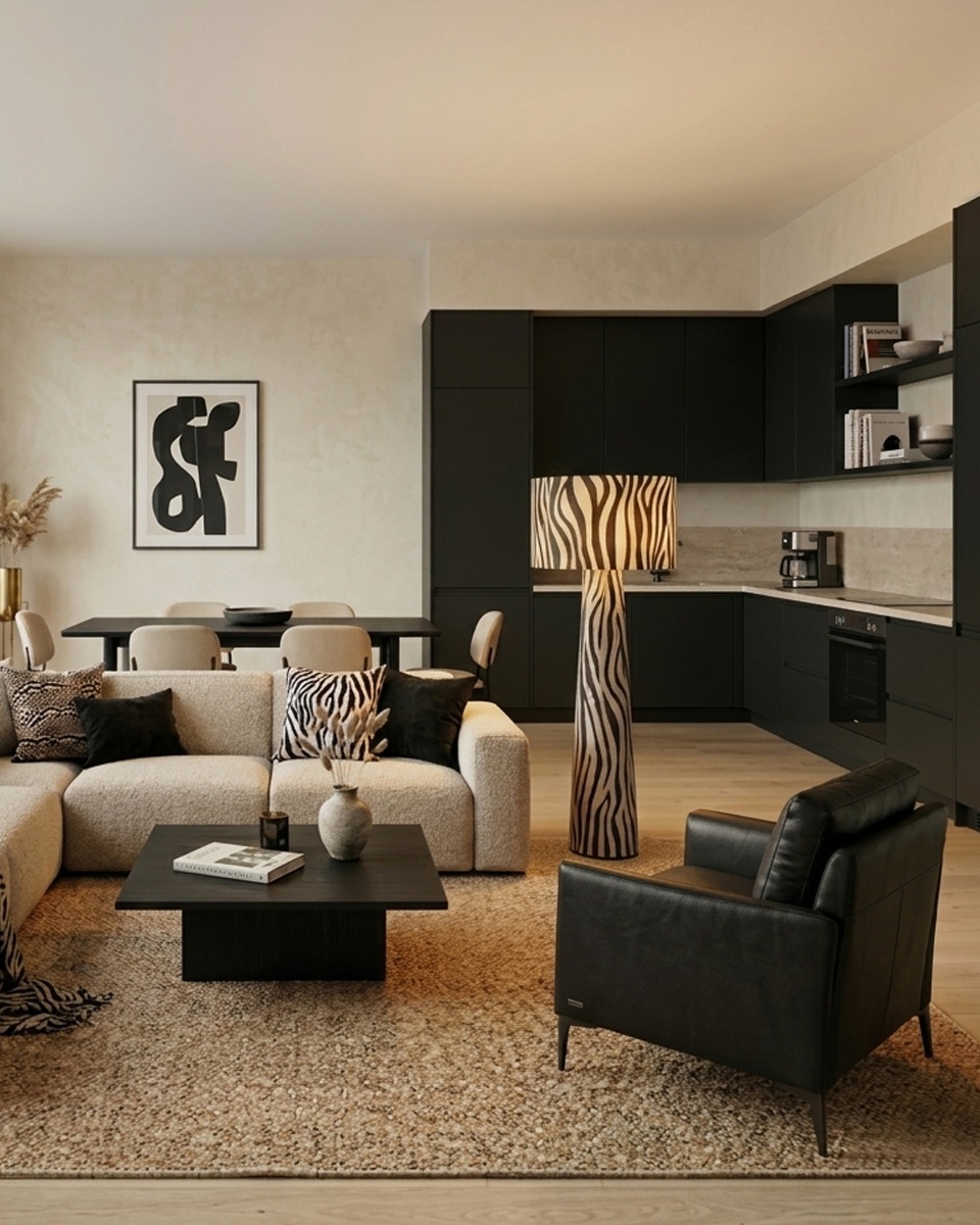 Zany Noir et blanc lampadaire De By Rydéns - Avec son g&eacute;n&eacute;reux diam&egrave;tre de 50 cm et son motif animalier saisissant, Zany Zebra est le choix id&eacute;al pour apporter une touche de personnalit&eacute; et de caract&egrave;re &agrave; votre int&eacute;rieur.