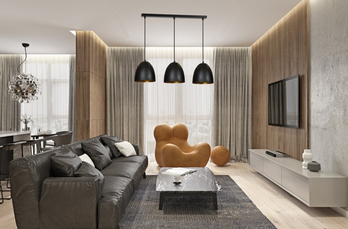 Lenox 70cm Noir suspension De Emibig Lighting - Il illumine de manière optimale l'intérieur et constitue un détail magnifique et décoratif dans votre maison.